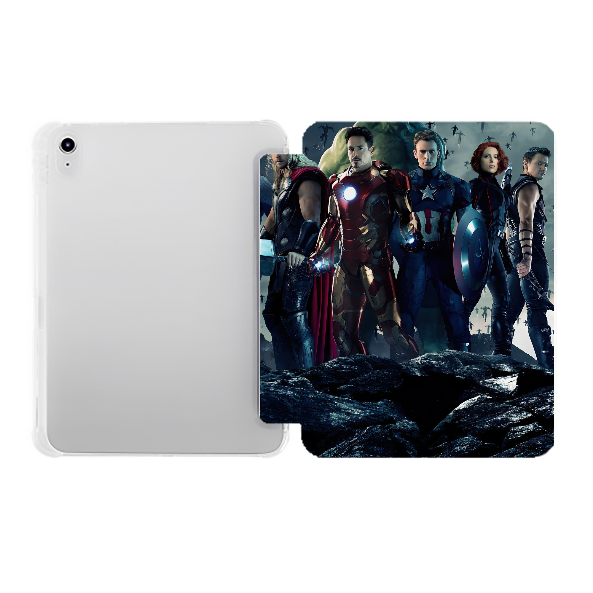 （画像用） アベンジャーズ The Avengers IPad ケース ペン収納付き 三つ折りスタンド PUレザー×シリコン 対応機種9.5/10.5/10.9インチ
